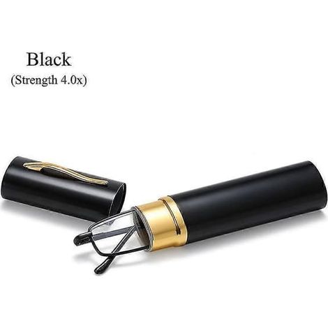 Lunettes de lecture fines avec étui tube et clip pour stylo, pour hommes et femmes, correction 2,5x, noires (1/5)
