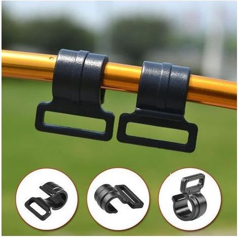 Lot de 10 crochets de tente pour camping, caravane, auvent - Clips intérieurs en plastique - Pour escalade et pêche - Noir - 16 x 20 x 12 mm