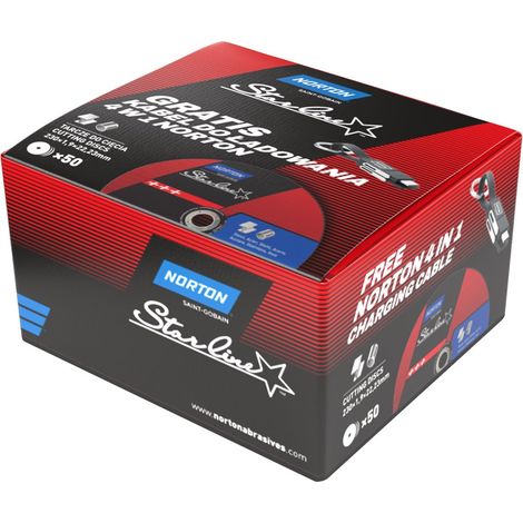Disco de corte Norton starline 230mm 1.9mm pack 50