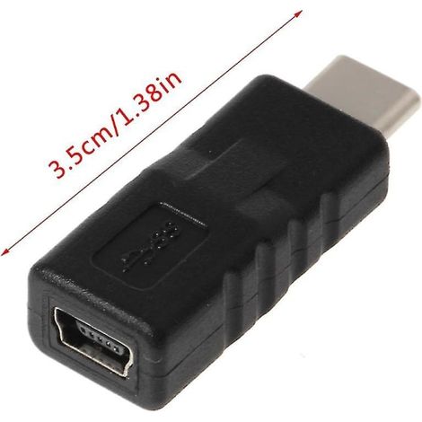 Adaptateur convertisseur Type C vers mini USB femelle pour Samsung Galaxy S8 Note8 Xiaomi Mi5 Mi6, connecteur OTG, charge et synchro, noir, haute vitesse (1/4)