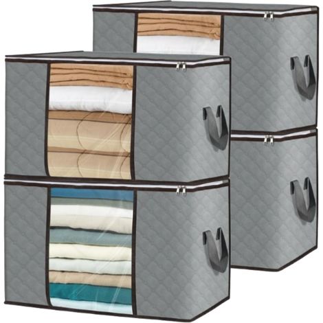 Bolsas para guardar ropa, juego de 4 piezas, plegables, cesta para guardar ropa, bolsa para guardar fundas nórdicas