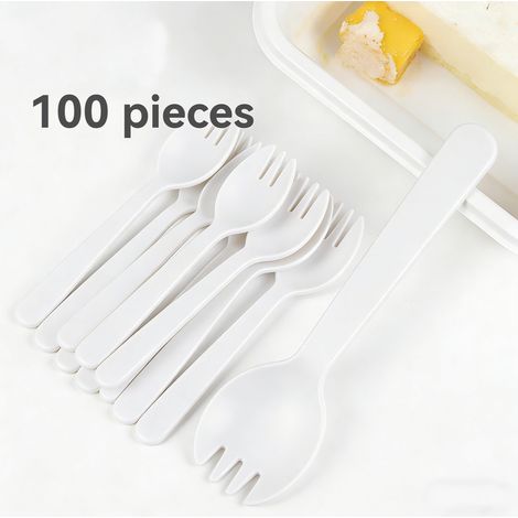 Cubiertos de plástico desechables para postre, 100 unidades, envueltos individualmente, higiénicos para fiestas y picnics.
