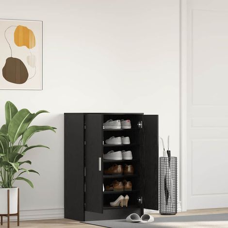Zapatero de madera de roble negro 60x35x92 cm vidaXL