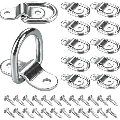 Lot de 12 Anneaux d’ancrage en D 1/4" (6,35 mm) en Acier galvanisé Crochets d’arrimage pour remorque, SUV, Camion, Camping-Car, Bateau, entrepôt (1/5)