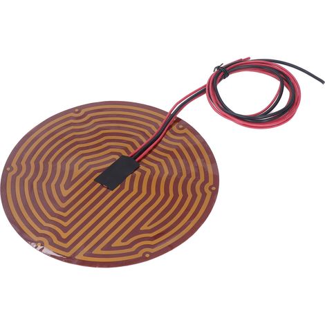 Film chauffant PI de 220 mm de diamètre, chauffage rapide, thermistance 100K sécurisée, adhésif puissant, film chauffant en polyimide PI pour imprimante 3D, 12 V CC, 150 W (1/5)