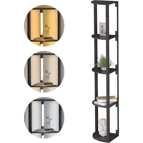 TolleTour Lámpara de pie/Lámpara de salón,163 cm con lámpara estante de 4 niveles MDF 220V