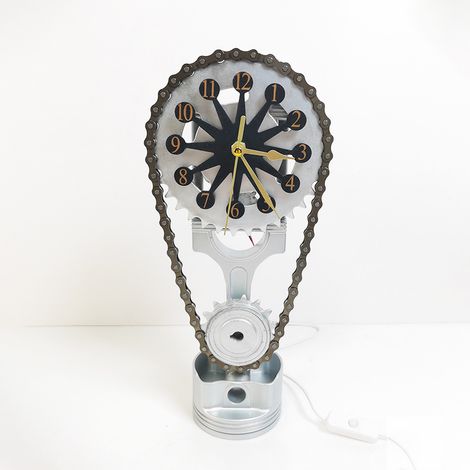 Nouvelle horloge de bureau créative à engrenages rotatifs, avec chaîne mobile et port USB (1/5)