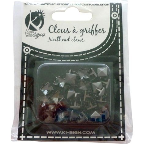 Clous rivet à griffes Carré 6mm Black Nickel 60 pièces