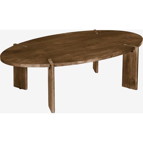 Mesa de centro ovalada de madera maciza de mango