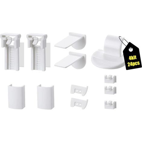 Kit de 24 pièces détachées pour stores plissés, accessoires universels KlampMfix avec fixations de rechange et matériel de montage pour stores, stores enrouleurs et stores plissés, sans perçage. (1/5)