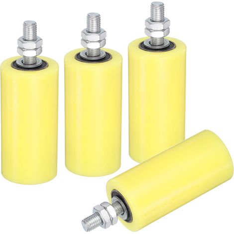 4pcs Galet Guide pour Portail Coulissant 50x120mm, Roulette en Nylon Guide au Sol M12x40mm pour Porte Grange Coulissante, Roue Universel Guidage Support pour Portail, Jaune (1/5)
