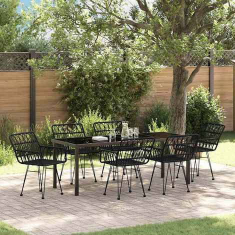 Set da Pranzo per Giardino 7 pz Nero vidaXL (1/5)