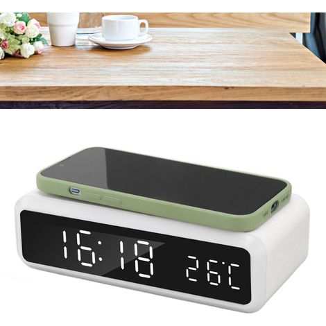 15-W-Multifunktions-Wecker mit Ladegerät, HD-Display, 4 Helligkeitsstufen, Weiß (1/5)
