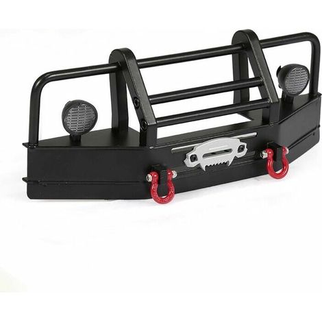Green Mobility-1/10 Parechocs avant en metal Bull Bar LED Lights Kit de crochets de remorque pour Traxxas TRX4 Hsp Redcat Rc4wd Tamiya Axial scx10 D90 Hpi Rock Crawler toutterrain, modele: Noir avec c (1/5)