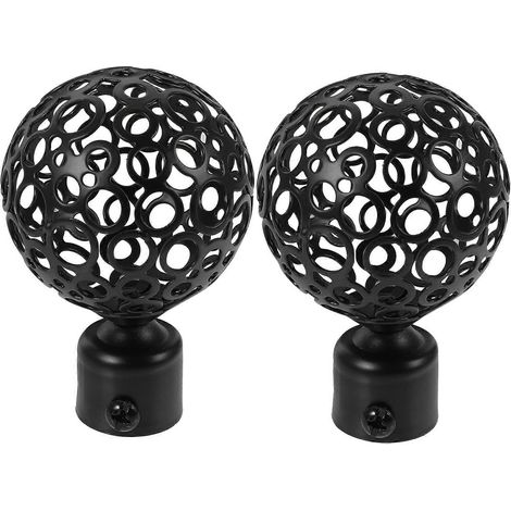 Lot de 2 embouts décoratifs pour tringle à rideaux (noirs)-8.75X5.80X5.80CM-Black
