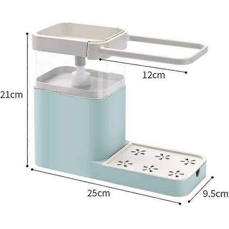 Multifunktionales Küchenreinigungs-Kombinationsregal mit 3-in-1-Seifenspender, Küchenschwammhalter und Handtuchhalter (1/2)