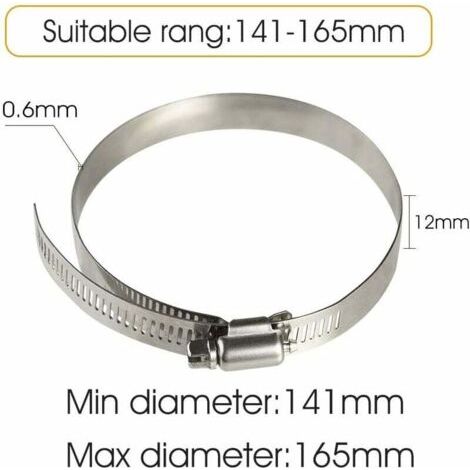 4Pcs 150 mm Collier de Serrage Tuyau Ajustable en Acier Inoxydable Pour Fixer Souples Durites (141mm-165mm) (1/4)