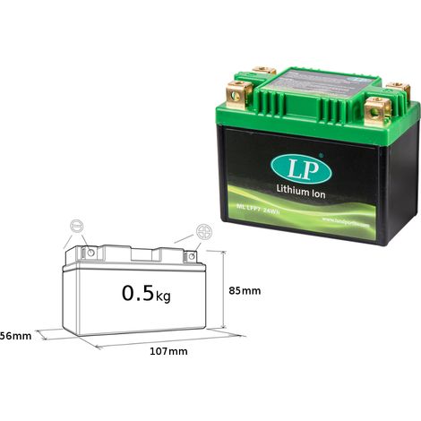 Batterie Moto LiFePO4 12.8V 2Ah 140A Landport LFP7