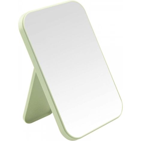 Miroir de maquillage portable de bureau de 20 cm, simple et pliable, avec support, double usage, montage mural, vert (1/5)