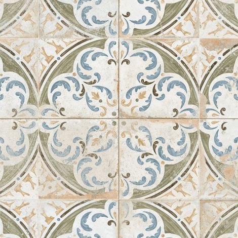 Carrelage Vintage effet Carreau ciment Multicolore Utica 45x45x0,95 cm Velora - Sol et mur intérieur (vendu par carton de 1 m²) - RO'MA CARRELAGE