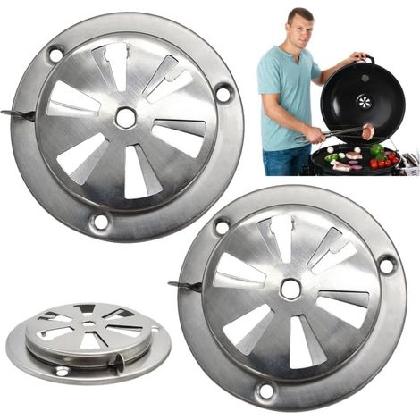 Lot de 2 Grille Aeration Grille de Ventilation Rond 95MM Ronde Reglable Ventilation Rosette D'aération en Acier Inoxydable Evacué Verrouillables D'aération Maison Fumeur Four à Gaz Barbecue Camping (1/5)