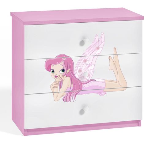Commode enfant rose petite fée 80cm