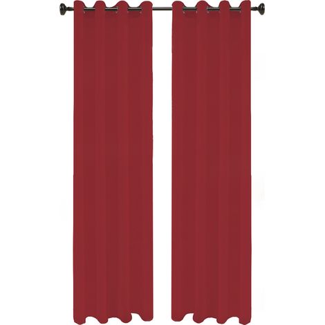 Tende Oscuranti Termica Isolante con occhielli 4 Cm Tinta unita 2Tenda - Bordeaux