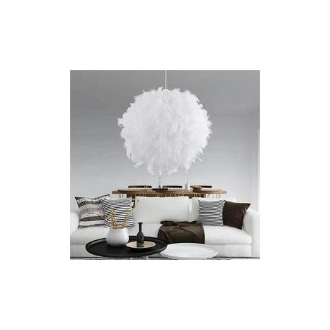 Suspension Stoex Lustre Plumes 30 cm E27 40w Blanc pour salon ou chambre d'enfant (1/5)