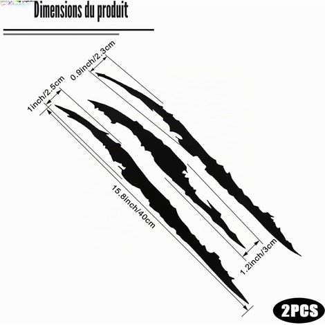 Autocollant Voiture Scratch Stickers Tuning Voiture Griffe Autocollant Voiture Tuning Autocollant Moto Pour Phares,Motos,Camions,Autocollants Réfléchissants en Vinyle 39,9 x 11,4 cm (Noir) (1/5)