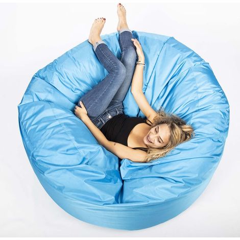 Pouf Géant Rond XXL Extérieur En Tissu Résistant Outdoor Bleu Turquoise, Déhoussable, Pour Jardin, terrasse - TiTAN (1/5)