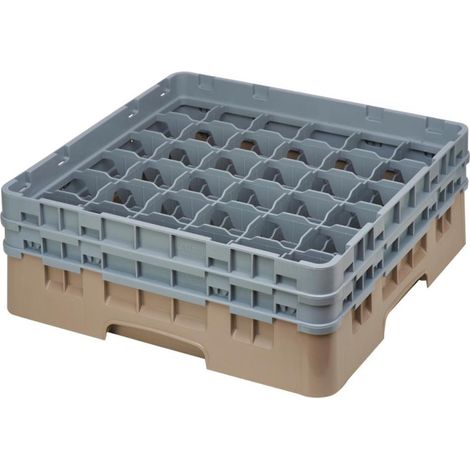 Casier à verres 36 compartiments Camrack beige hauteur max 133mm - 500 x 500 x 143 mm - CAMBRO