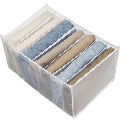 Boîte de rangement pour vêtements, armoire pliable avec compartiments en filet pour séparer les vêtements (1/5)