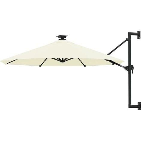 Parasol mural de jardin couleur sable de 300 cm avec éclairage LED (1/5)