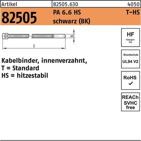 Kabelbinder R 82505 innenverz. 4,6x150/35 PA 6.6 HS sw 100St. HELLERMANNTYTON