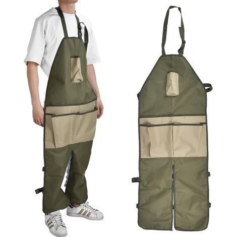 1 - Tablier De Jardinage - Protection Jambes - Tissu Oxford Imperméable Avec Poches Et Boucle Réglable Pour Jardinage Bricolage Extérieur Noir 118x45cm