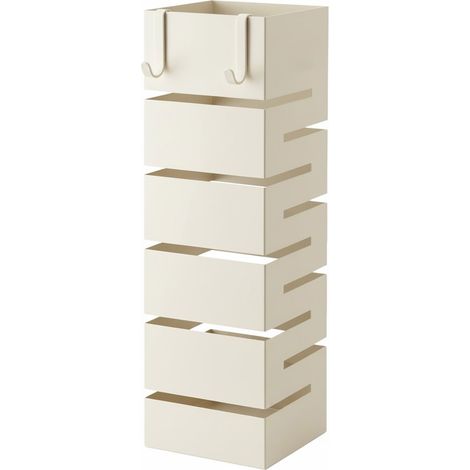 Portaombrelli In Acciaio Zincato Per Interno Esterno Con Vaschetta Scolapioggia 2 Ganci Removibili Base Antiscivolo e Struttura Robusta Design Moderno 49 x 15,5 x 15.5 Cm Bianco