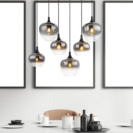 [GEBRAUCHT] B-Ware Globo Hängelampe Pendelleuchte Maxy Glas Rauchgrau Beleuchtung Länge 86 Cm