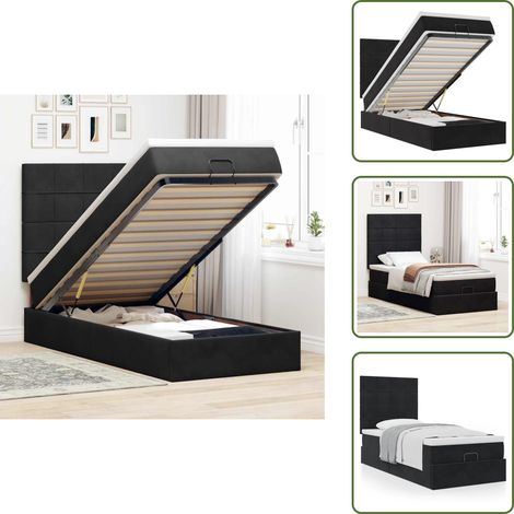 Stoccaggio sotto il letto - vidaXL Struttura Letto Pouf con Materassi Nero 100x200 cm Velluto - Letto giroletto