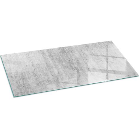 Plaque de Verre pour Cheminée Revêtement de Sol Plancher de Pare-feu Protection Contre Etincelles Texture béton brut 125x50 cm (1/5)