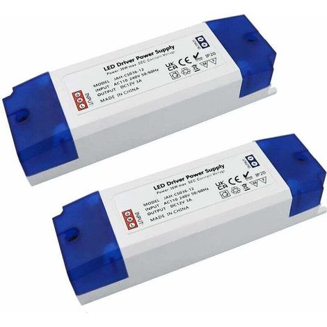 Transformateur LED 12V - Transformateur LED 230V à 12V - Pilote de Transformateur LED 0-36W - Pour Éclairage Sous Armoire, Ampoules LED MR16 MR11 G4 (Lot de 2) (1/4)