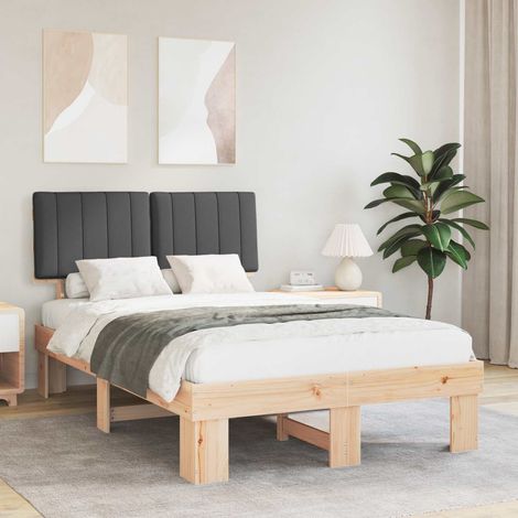 Estructura de Cama con Cabecera Tapizada Gris oscuro