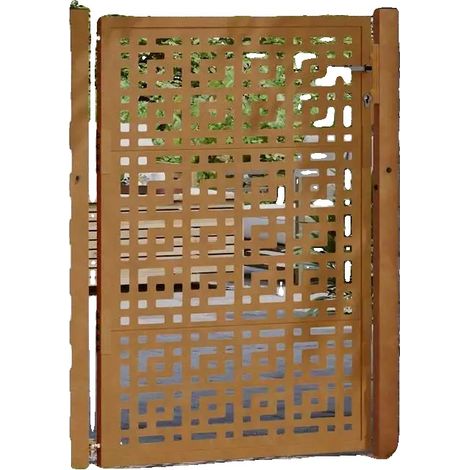 Portail de jardin, design de croix rustique, acier résistant aux intempéries, Brun (1/2)