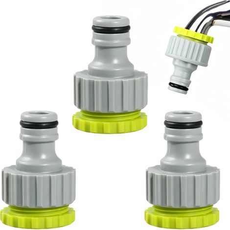 Lot de 3 Raccord Robinet Universel 2-en-1, Fileté Femelle 1/2'' 3/4'' Connecteur de Robinet Adaptateur Tuyau d'Arrosage en Plastique ABS pour Jardinage Lavage de Voiture et Irrigation (1/5)