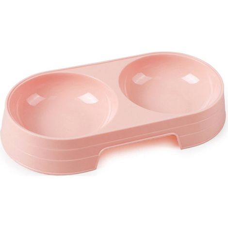 Comedero doble para mascotas, color rosa caramelo, 23 cm de largo, 10 cm de ancho, 4 cm de alto, diámetro interior de 9,5 cm. (1/2)