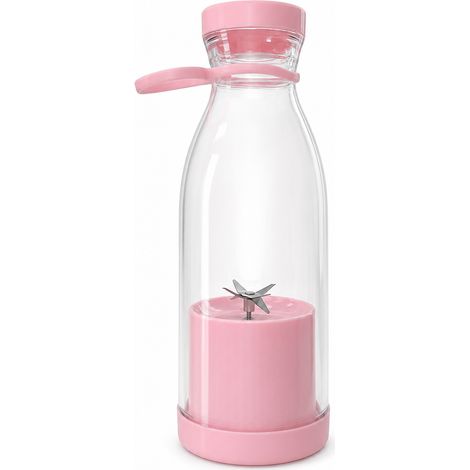 Blender Portable Rechargeable USB Rose, Gobelet à Jus de Fruits 6 Lames, Moteur 380 (1/5)