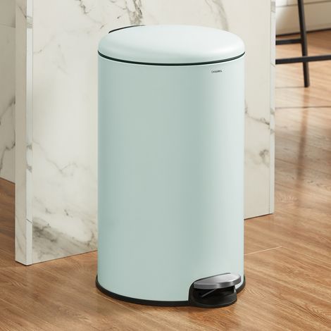 CASABEL Poubelle Cuisine Ronde 50L, Acier Inoxydable, Vert Menthe (1/5)