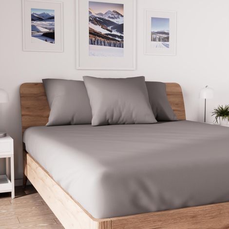 Soleil D Ocre – Drap housse jersey extensible 160x200 cm – Bonnet 25 cm extensible jusqu'à 32 cm – 100% coton – Couleur gris