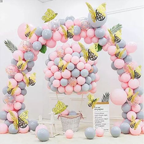 72 papillons décoratifs muraux amovibles en 3D ajourés, couleur or, pour chambre ou gâteau de mariage. (1/5)