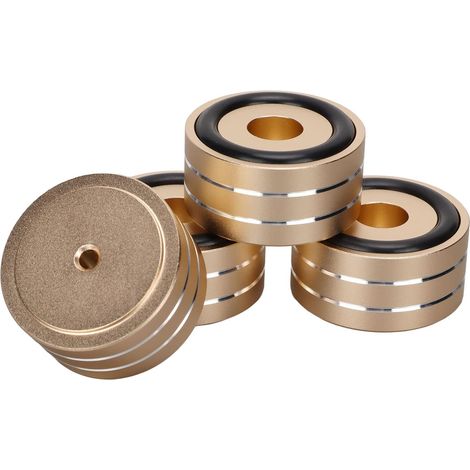 Lautsprecher-Isolationsfüße, 4 Aluminium-Lautsprecher-Isolationsfüße 40 x 20 mm, rutschfeste Gummi-Isolationsfüße für HiFi-Plattenspieler, für Verstärker, DAC und Recorder (gold) (1/5)