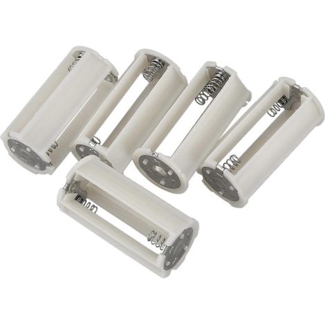 Lot de 5 porte-piles cylindrique en plastique pour 3 piles AA 1,5V, connexion en série, noir, idéal bricolage (1/5)